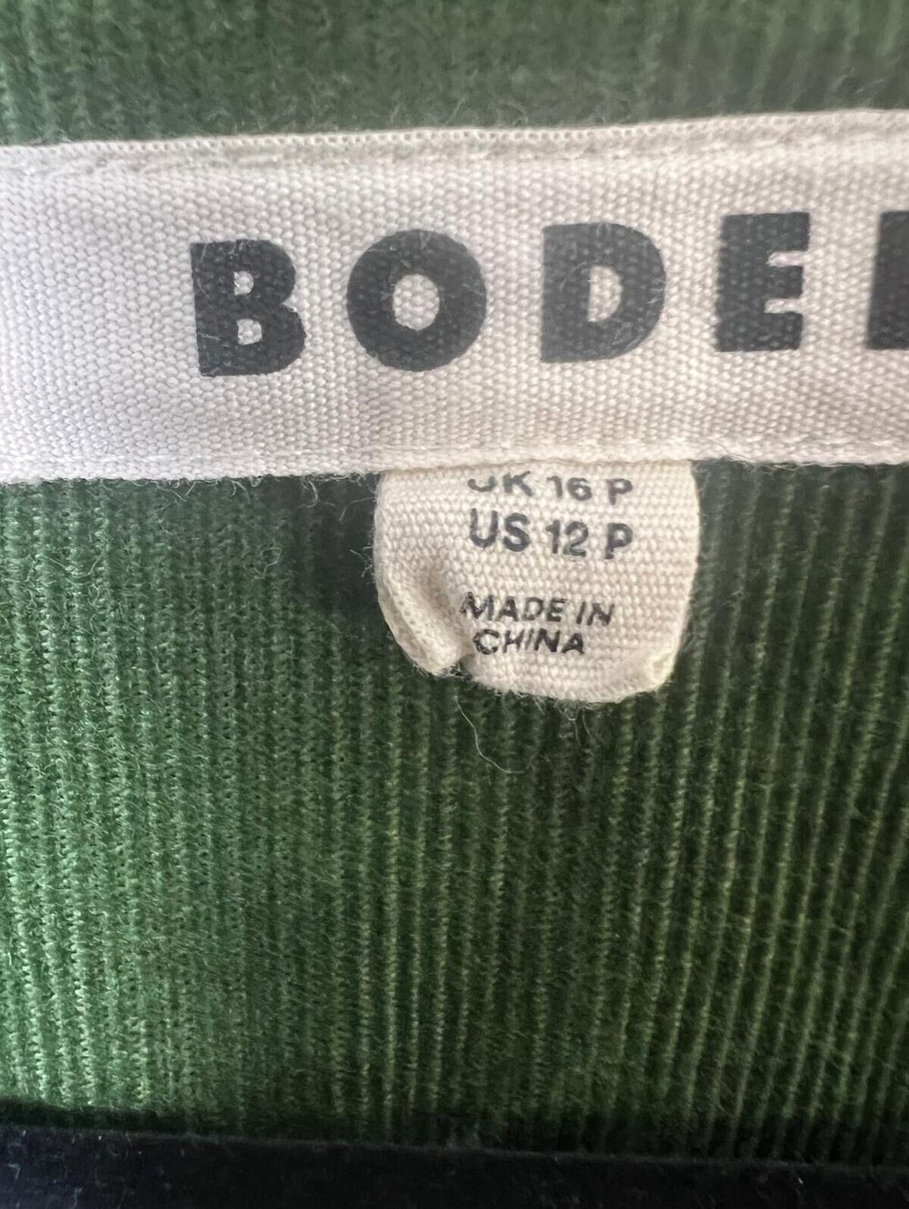 Boden Green Corduroy Shirt Dress with Belt US 12P Button Front - Picture 4 of 14